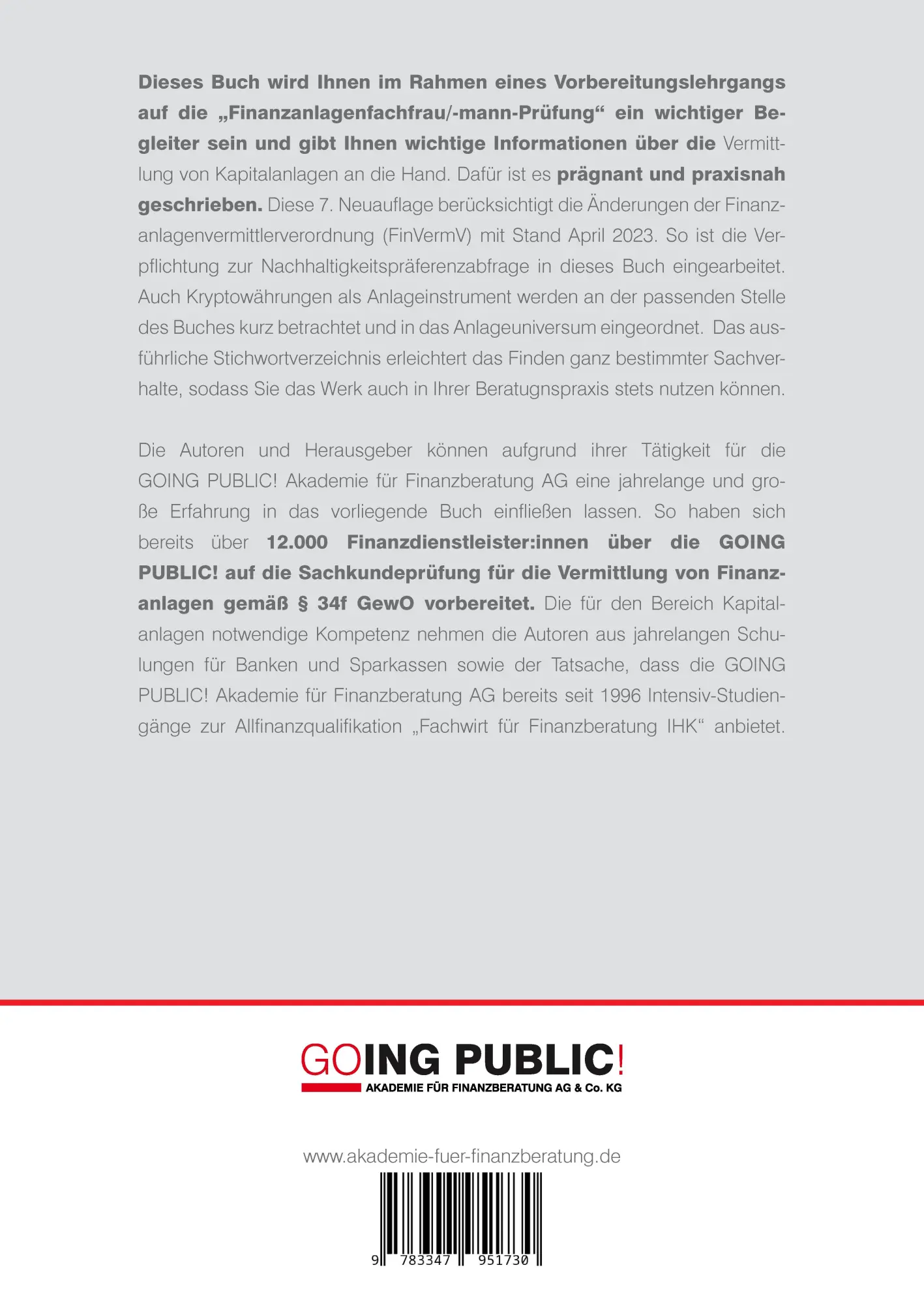 Rückseite: 9783347951730 | Finanzanlagenfachmann/-frau IHK | AG | Taschenbuch | 404 S. | Deutsch