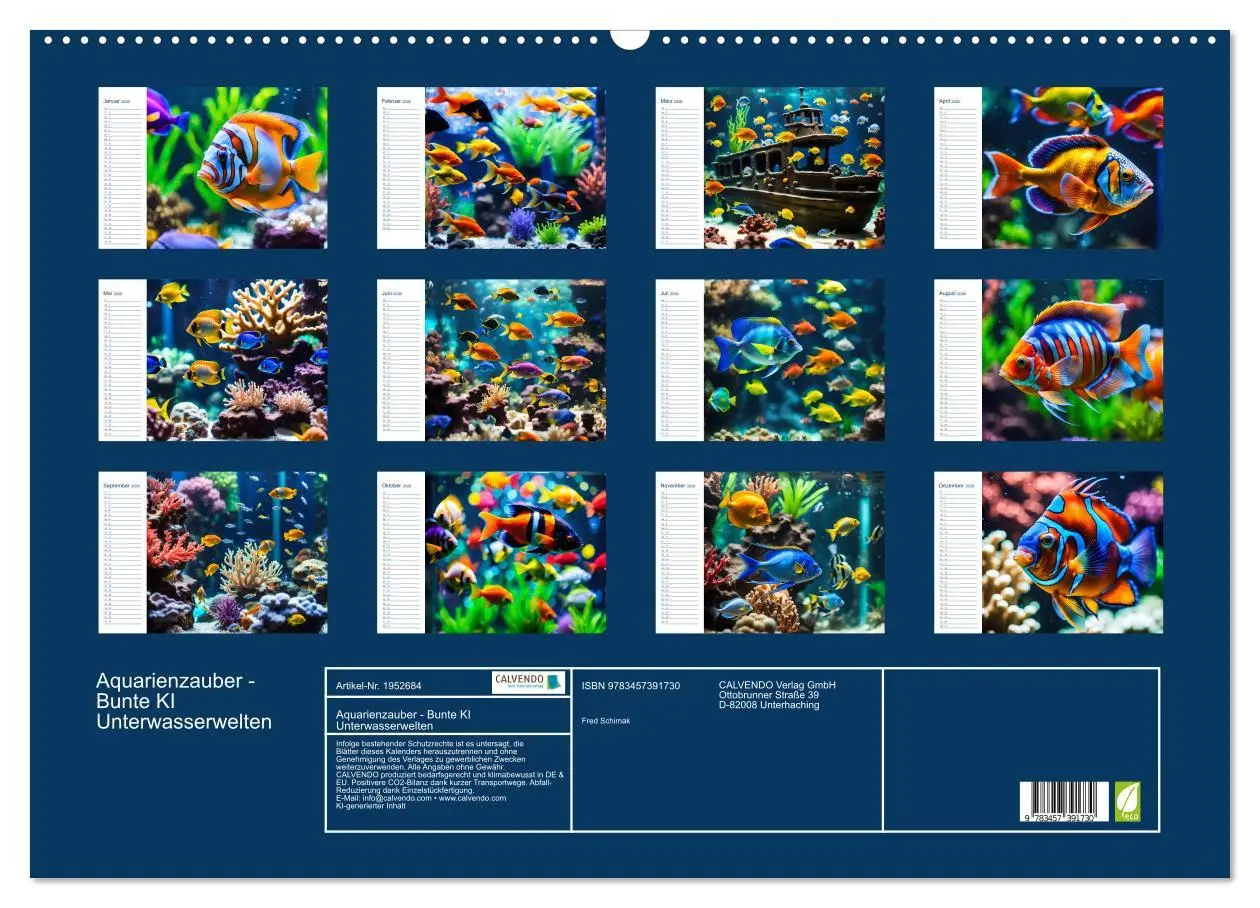 Bild: 9783457391730 | Aquarienzauber - Bunte KI Unterwasserwelten (Wandkalender 2026 DIN...