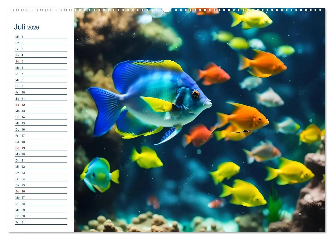 Bild: 9783457391730 | Aquarienzauber - Bunte KI Unterwasserwelten (Wandkalender 2026 DIN...