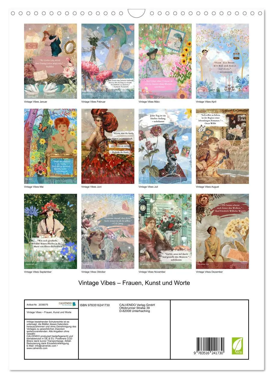 Bild: 9783516241730 | Vintage Vibes - Frauen, Kunst und Worte (Wandkalender 2026 DIN A3...