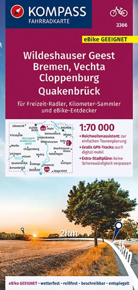Cover: 9783991211730 | KOMPASS Fahrradkarte 3366 Wildeshauser Geest Bremen Vechta...
