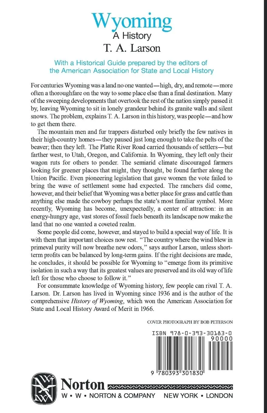 Rückseite: 9780393301830 | Wyoming | A Bicentennial History | T. A. Larson (u. a.) | Taschenbuch