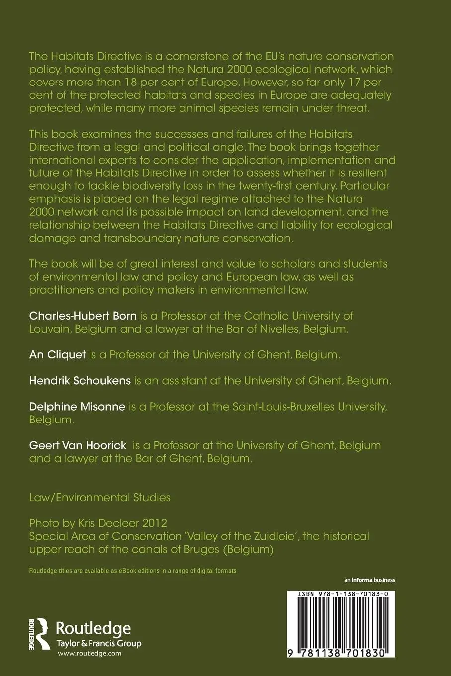 Rückseite: 9781138701830 | The Habitats Directive in its EU Environmental Law Context | Buch