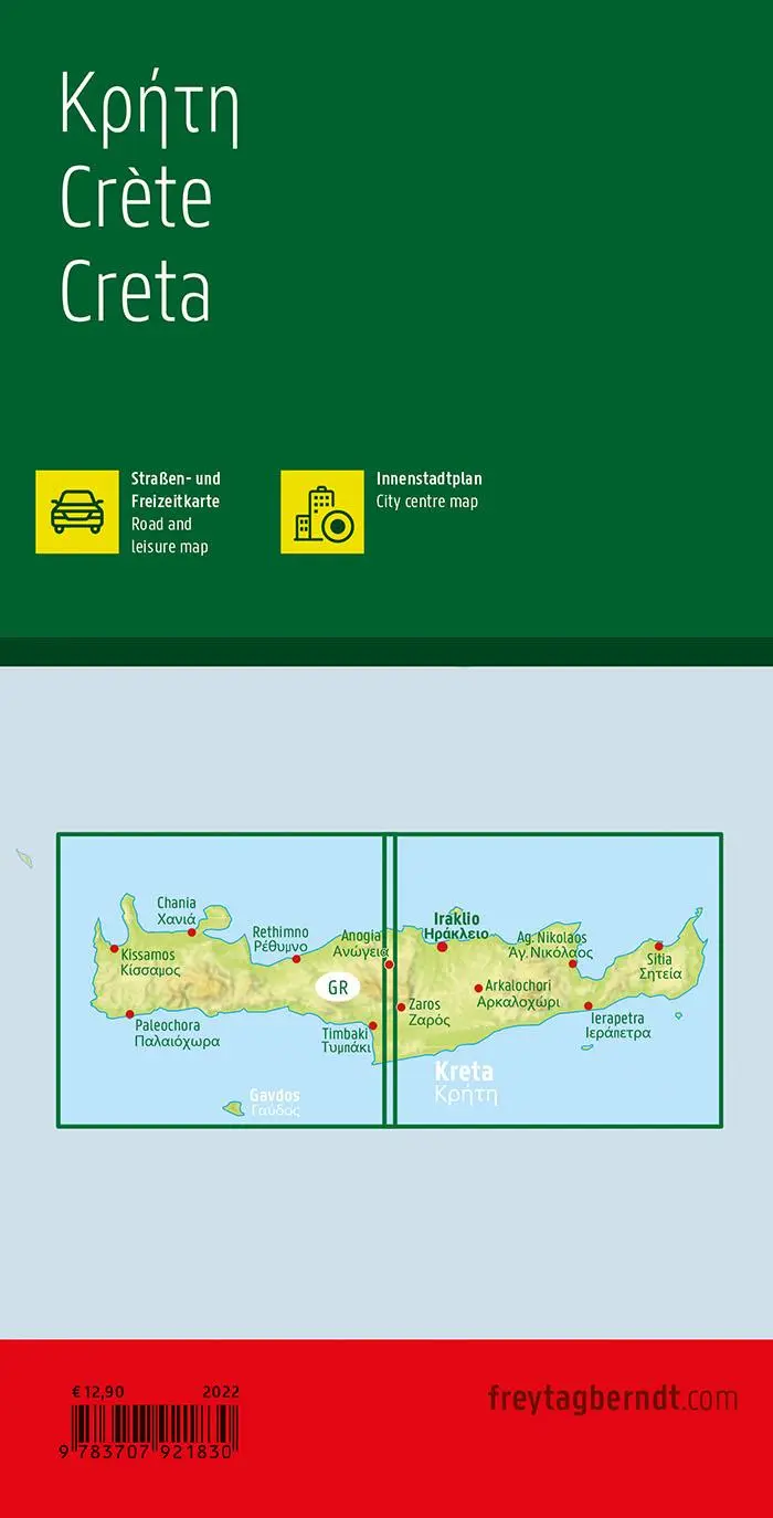 Rückseite: 9783707921830 | Kreta, Straßen- und Freizeitkarte 1:150.000, freytag &amp; berndt | berndt