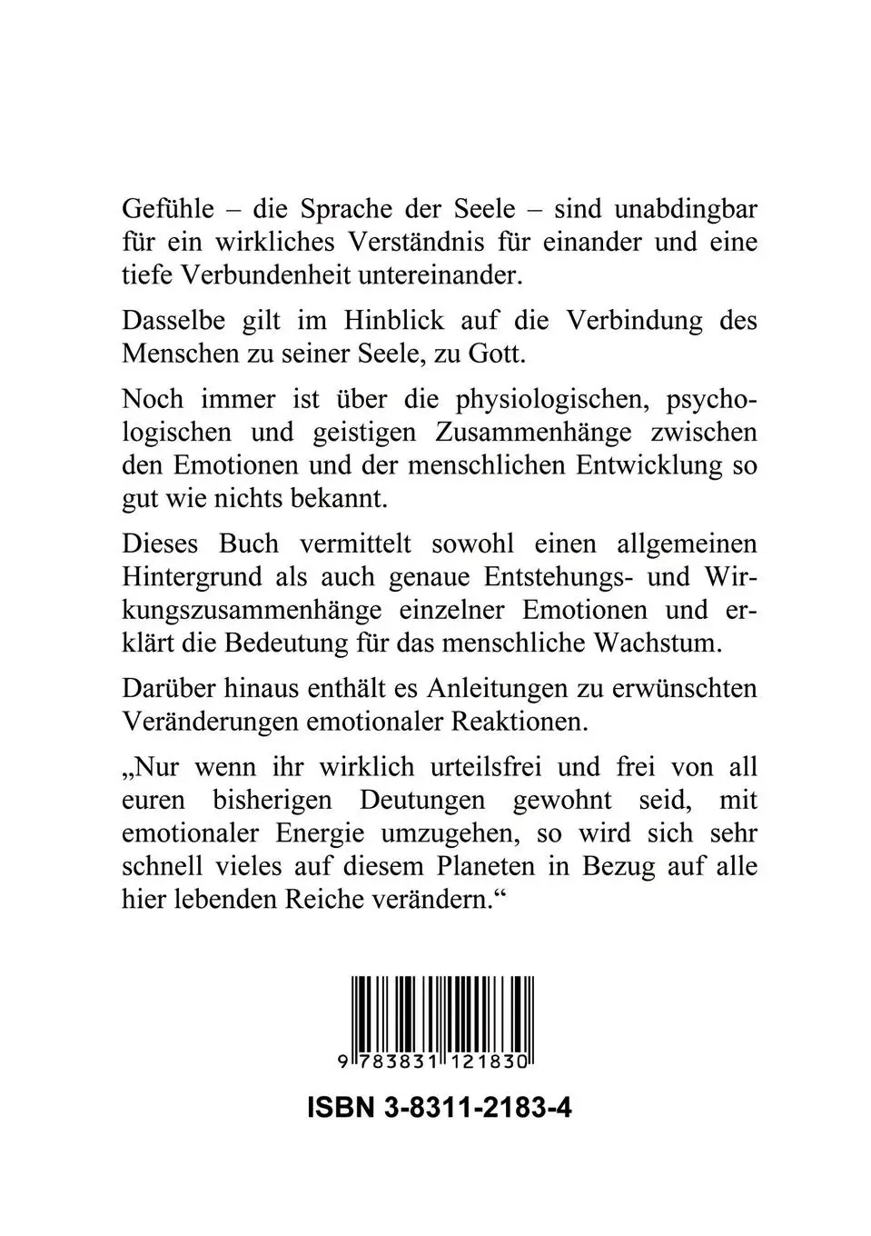 Rückseite: 9783831121830 | Gefühle die Sprache der Seele und der ... | Anthakarana | Taschenbuch