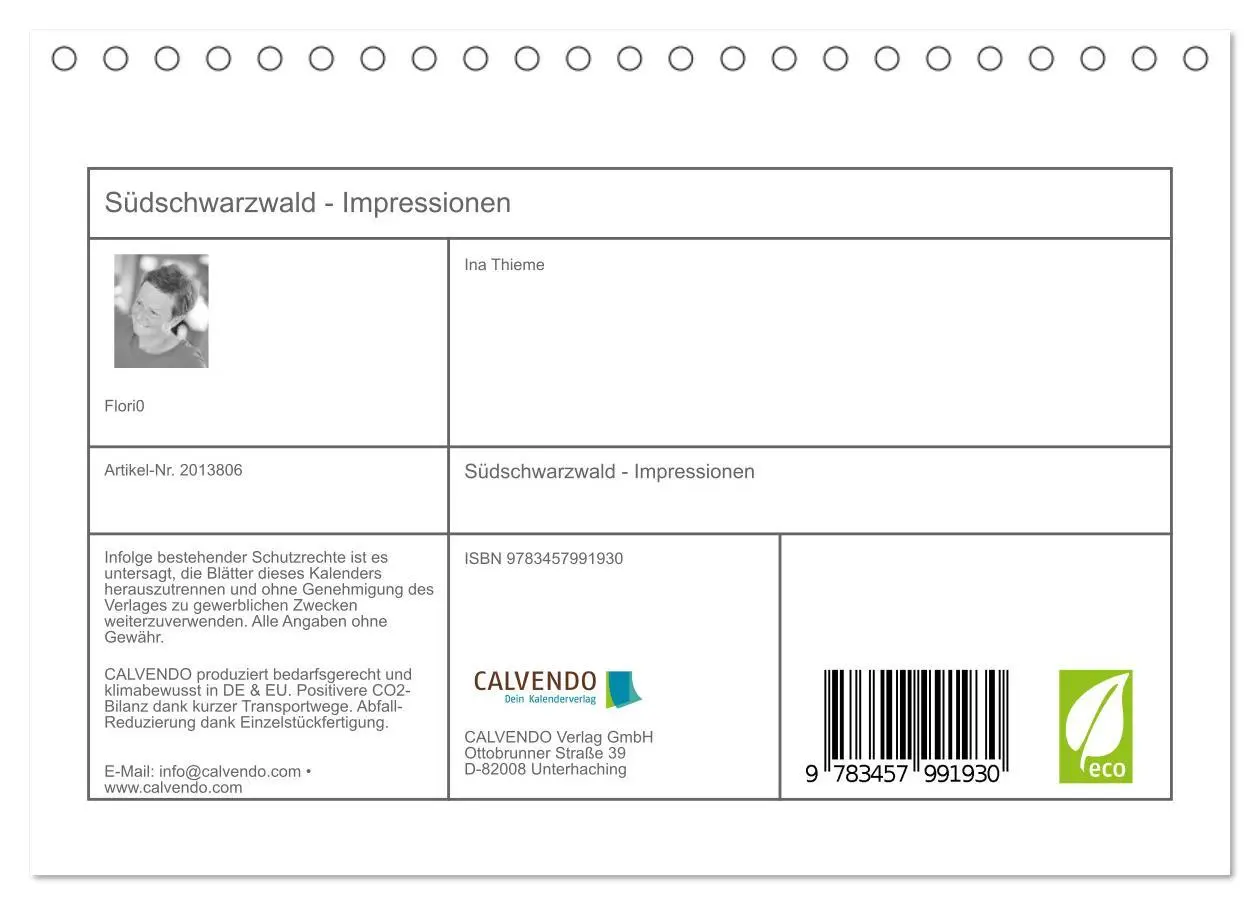 Bild: 9783457991930 | Südschwarzwald - Impressionen (Tischkalender 2026 DIN A5 quer),...