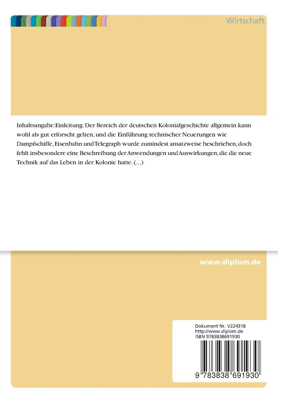 Rückseite: 9783838691930 | Das Hamburger Kolonialhandelshaus Wm. O'Swald &amp; Co. und die...