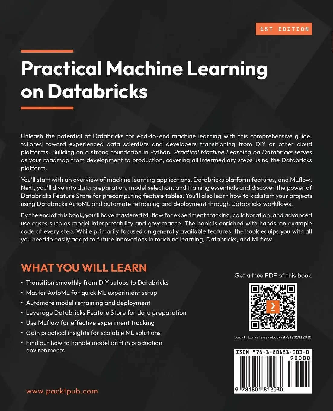 Rückseite: 9781801812030 | Practical Machine Learning on Databricks | Debu Sinha | Taschenbuch
