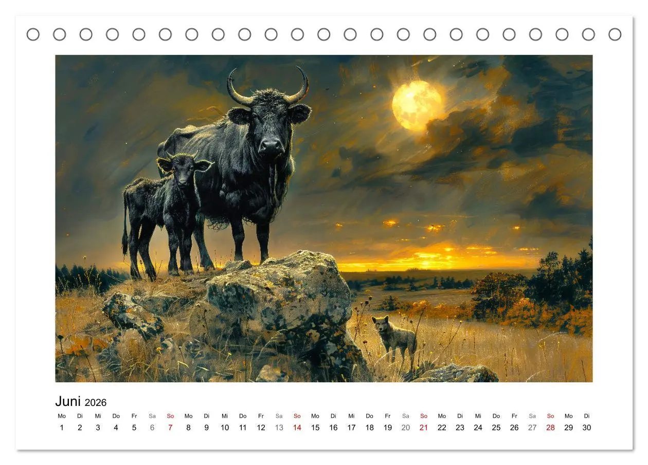 Bild: 9783457262030 | Wilde Rinder (Tischkalender 2026 DIN A5 quer), CALVENDO Monatskalender