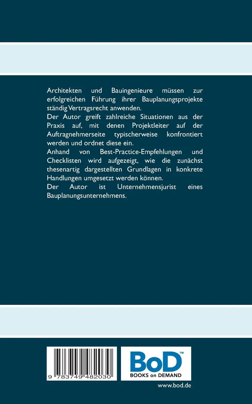Rückseite: 9783749482030 | Recht für Architekten und Bauingenieure | Dirk R. Wühr | Taschenbuch
