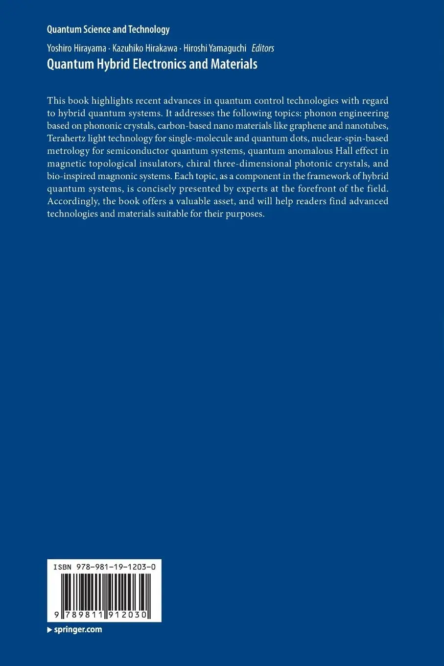 Rückseite: 9789811912030 | Quantum Hybrid Electronics and Materials | Yoshiro Hirayama (u. a.)