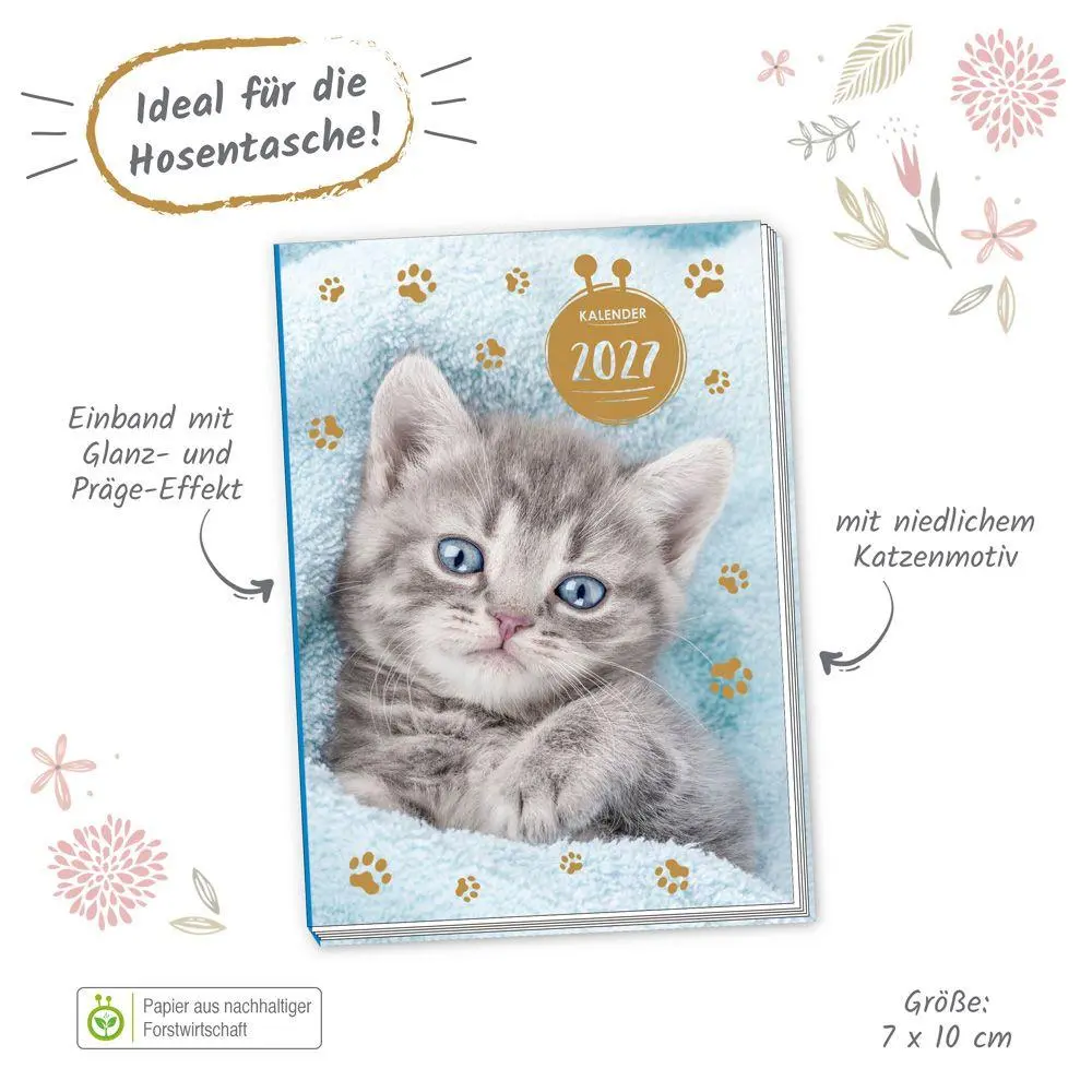 Bild: 4251901512130 | TRÖTSCH - Taschenkalender A7 Katze 2027 | Mini-Terminkalender | KG