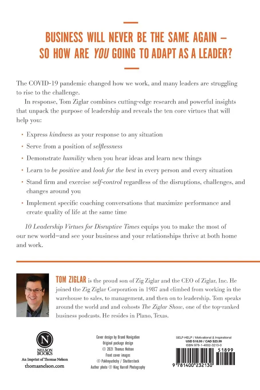 Rückseite: 9781400232130 | 10 Leadership Virtues for Disruptive Times | Tom Ziglar | Taschenbuch