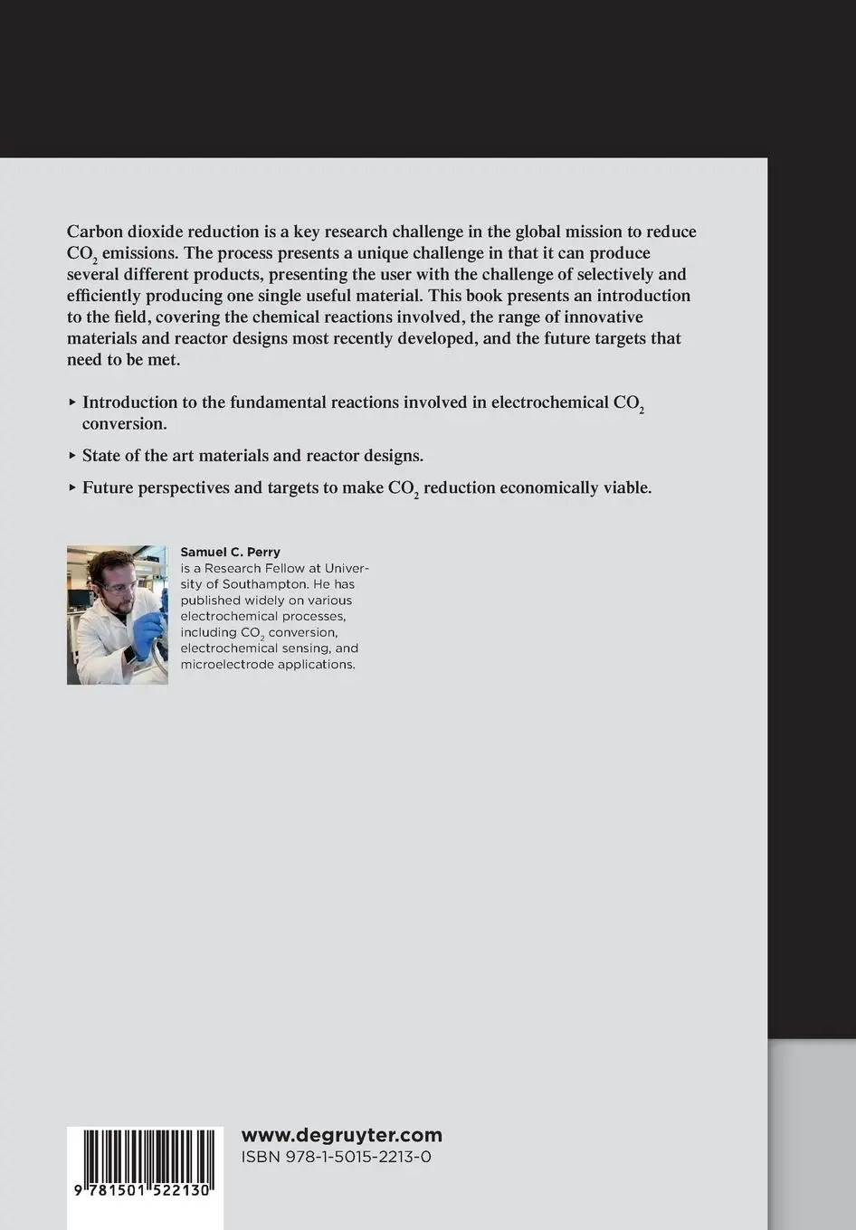 Rückseite: 9781501522130 | Electrochemical Carbon Dioxide Reduction | Samuel C. Perry | Buch | VI