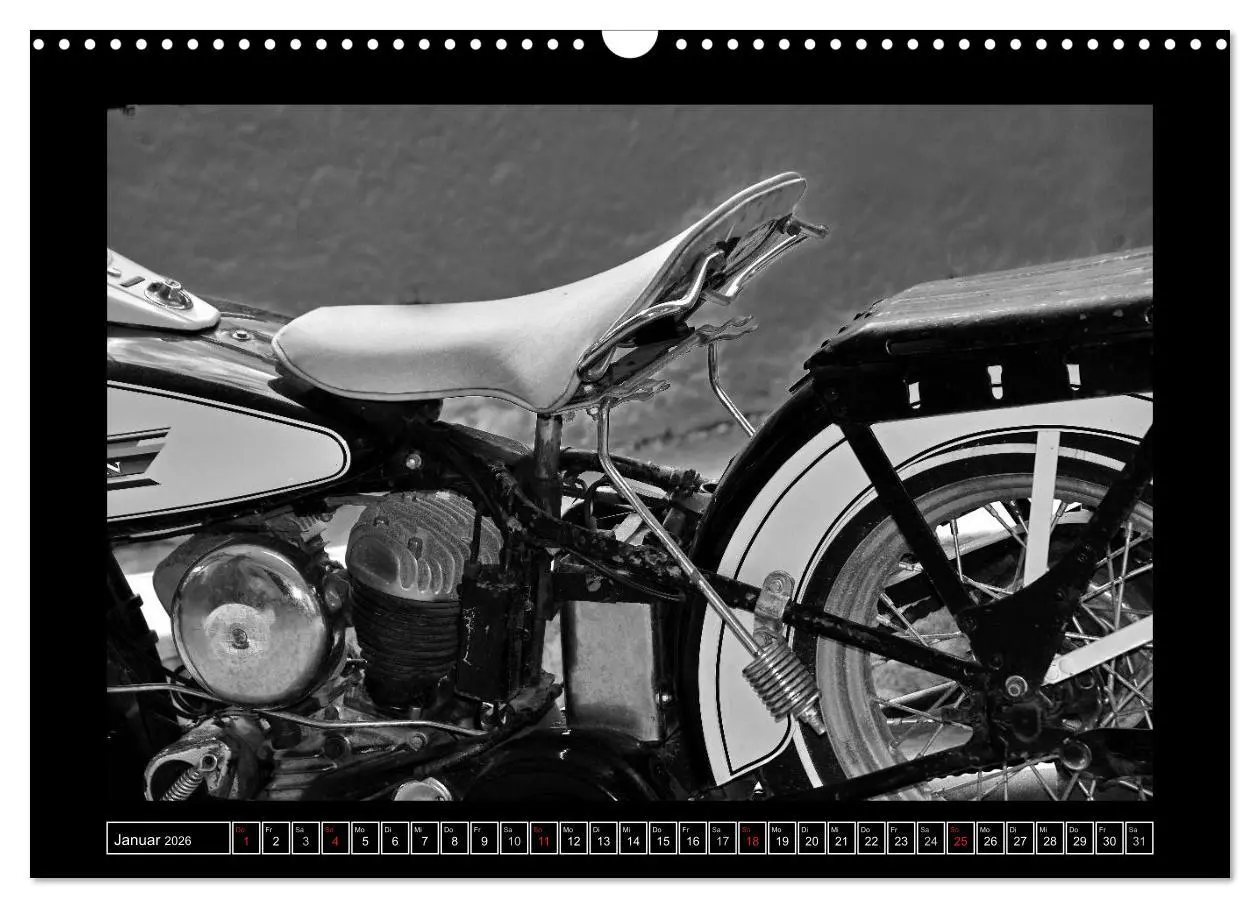Bild: 9783457872130 | Harley Davidson WLA 750 in Schwarzweiss (Wandkalender 2026 DIN A3...