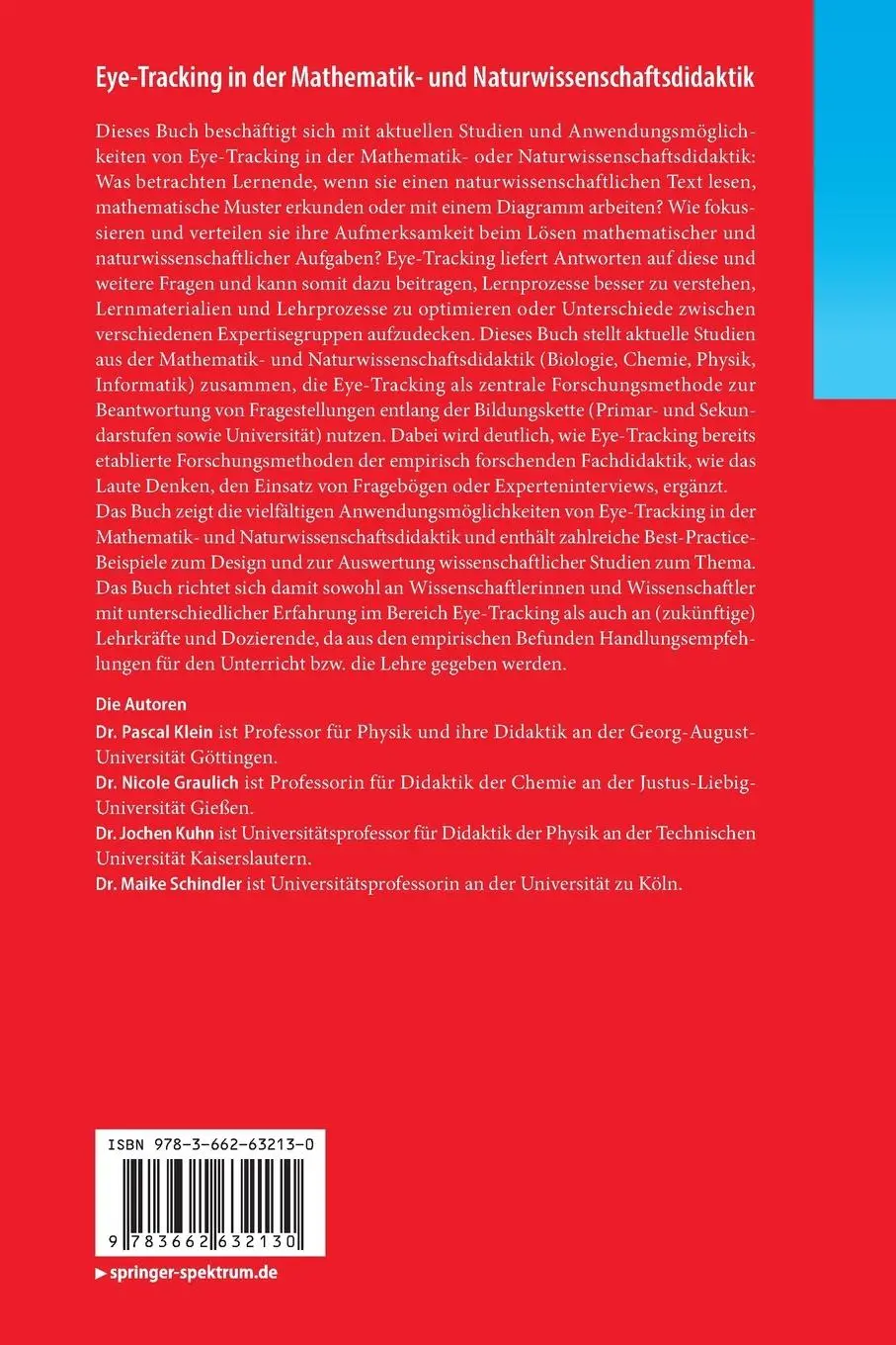 Rückseite: 9783662632130 | Eye-Tracking in der Mathematik- und Naturwissenschaftsdidaktik | Buch