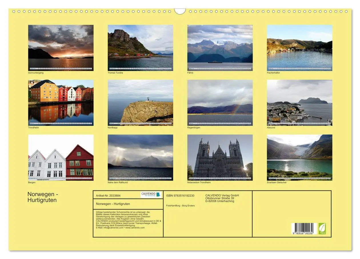 Bild: 9783516192230 | Norwegen - Hurtigruten (Wandkalender 2026 DIN A2 quer), CALVENDO...