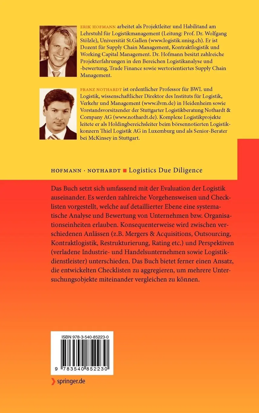 Rückseite: 9783540852230 | Logistics Due Diligence | Analyse - Bewertung - Anlässe - Checklisten
