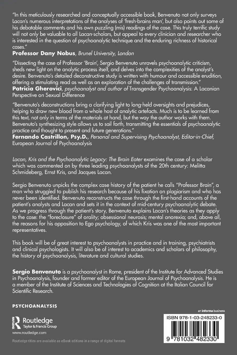 Rückseite: 9781032482330 | Lacan, Kris and the Psychoanalytic Legacy | The Brain Eater | Buch