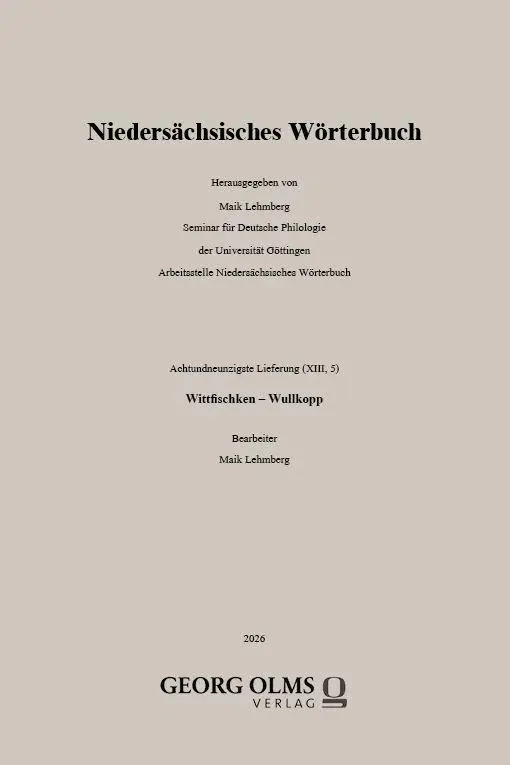 Cover: 9783487172330 | Niedersächsisches Wörterbuch | Achtundneunzigste Lieferung (XIII, 5)
