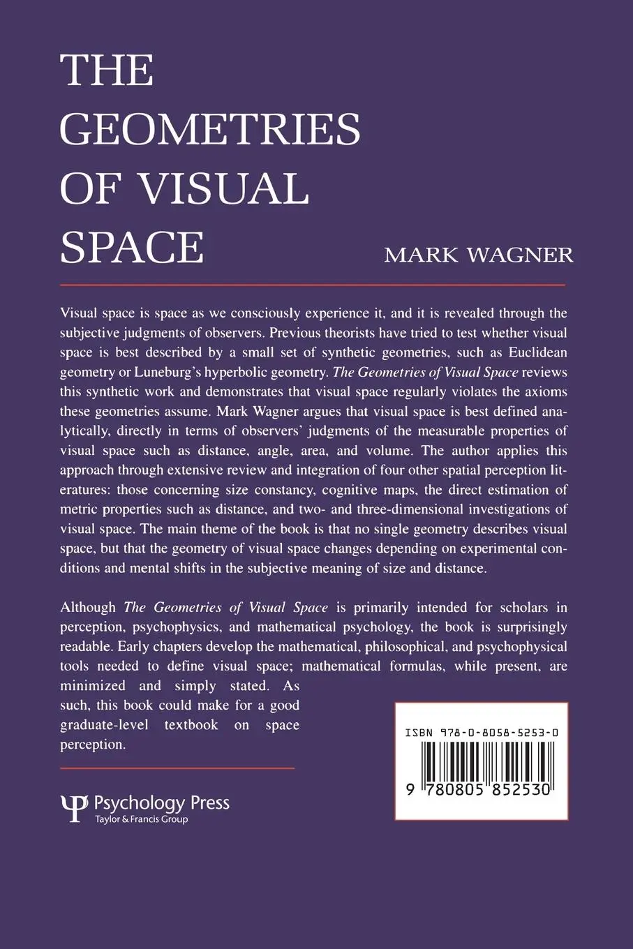 Rückseite: 9780805852530 | The Geometries of Visual Space | Mark Wagner | Taschenbuch | Englisch