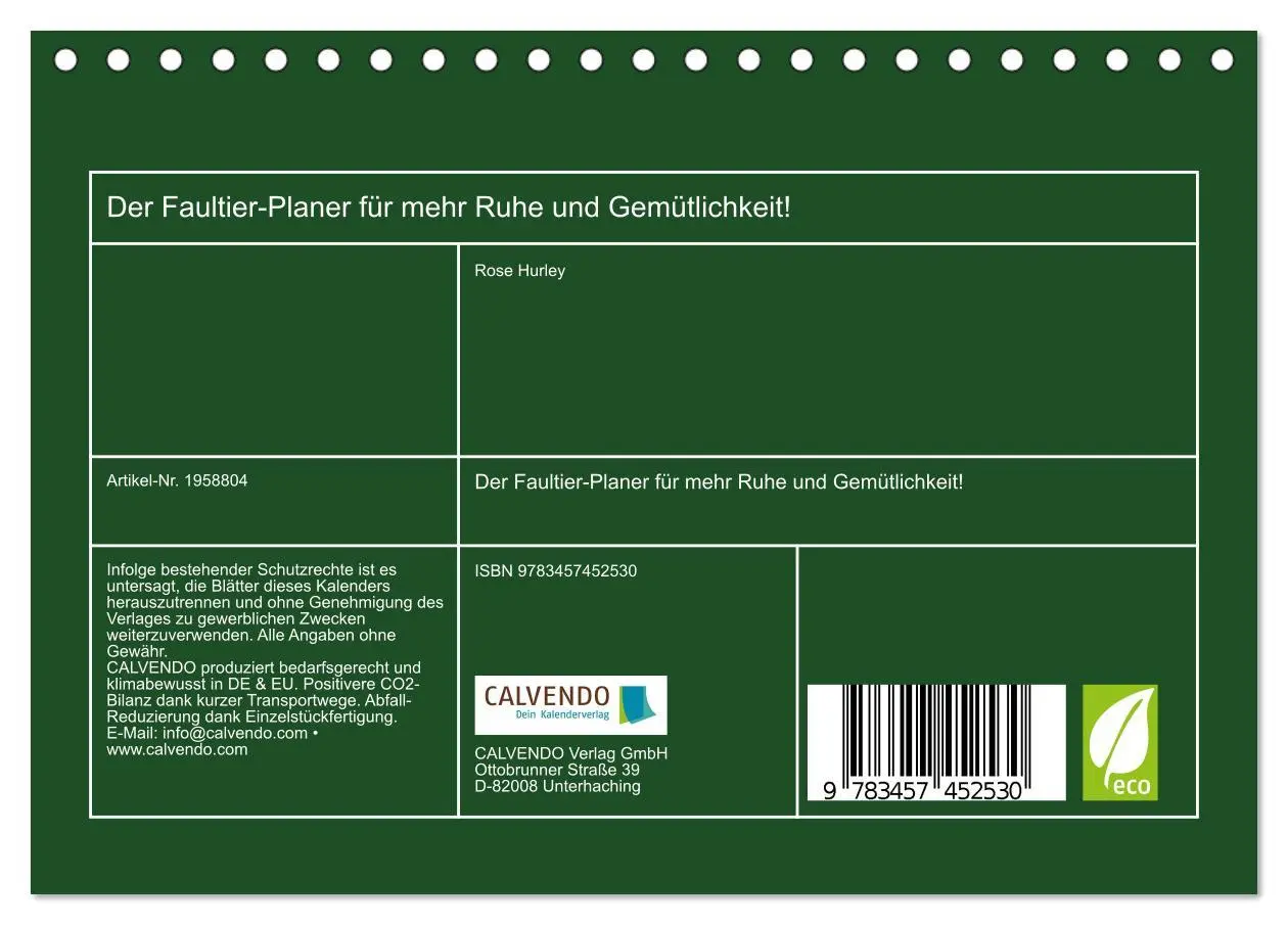 Bild: 9783457452530 | Der Faultier-Planer für mehr Ruhe und Gemütlichkeit! (Tischkalender...