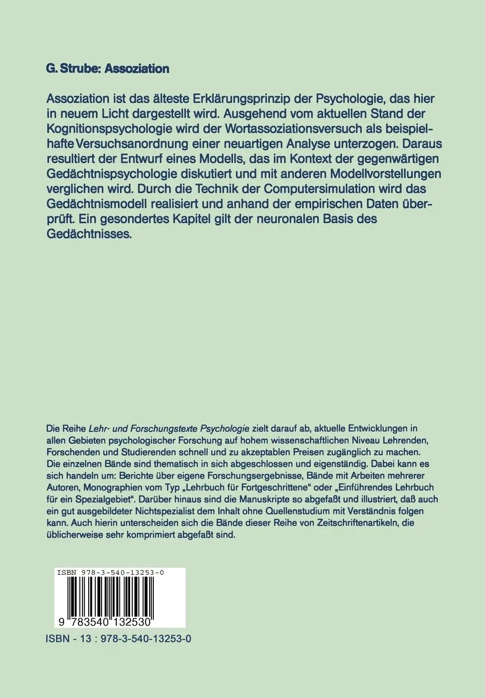 Rückseite: 9783540132530 | Assoziation | G. Strube | Taschenbuch | xii | Deutsch | 1984