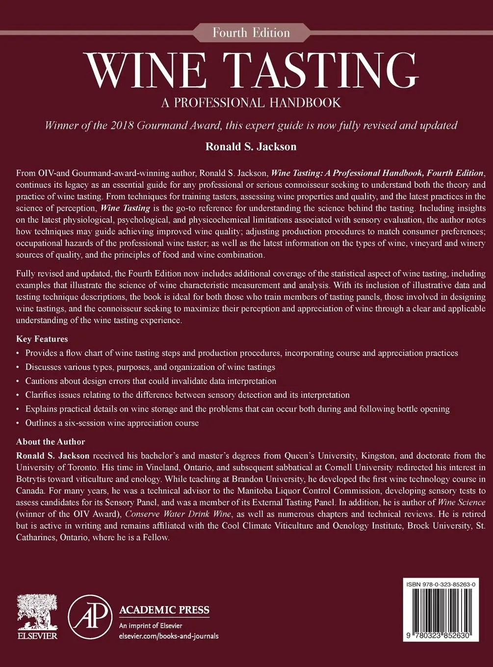 Rückseite: 9780323852630 | Wine Tasting | A Professional Handbook | Ronald S. Jackson | Buch
