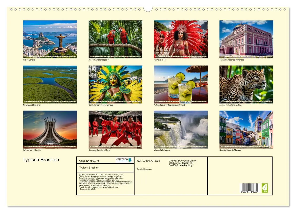 Bild: 9783457372630 | Typisch Brasilien (Wandkalender 2026 DIN A2 quer), CALVENDO...
