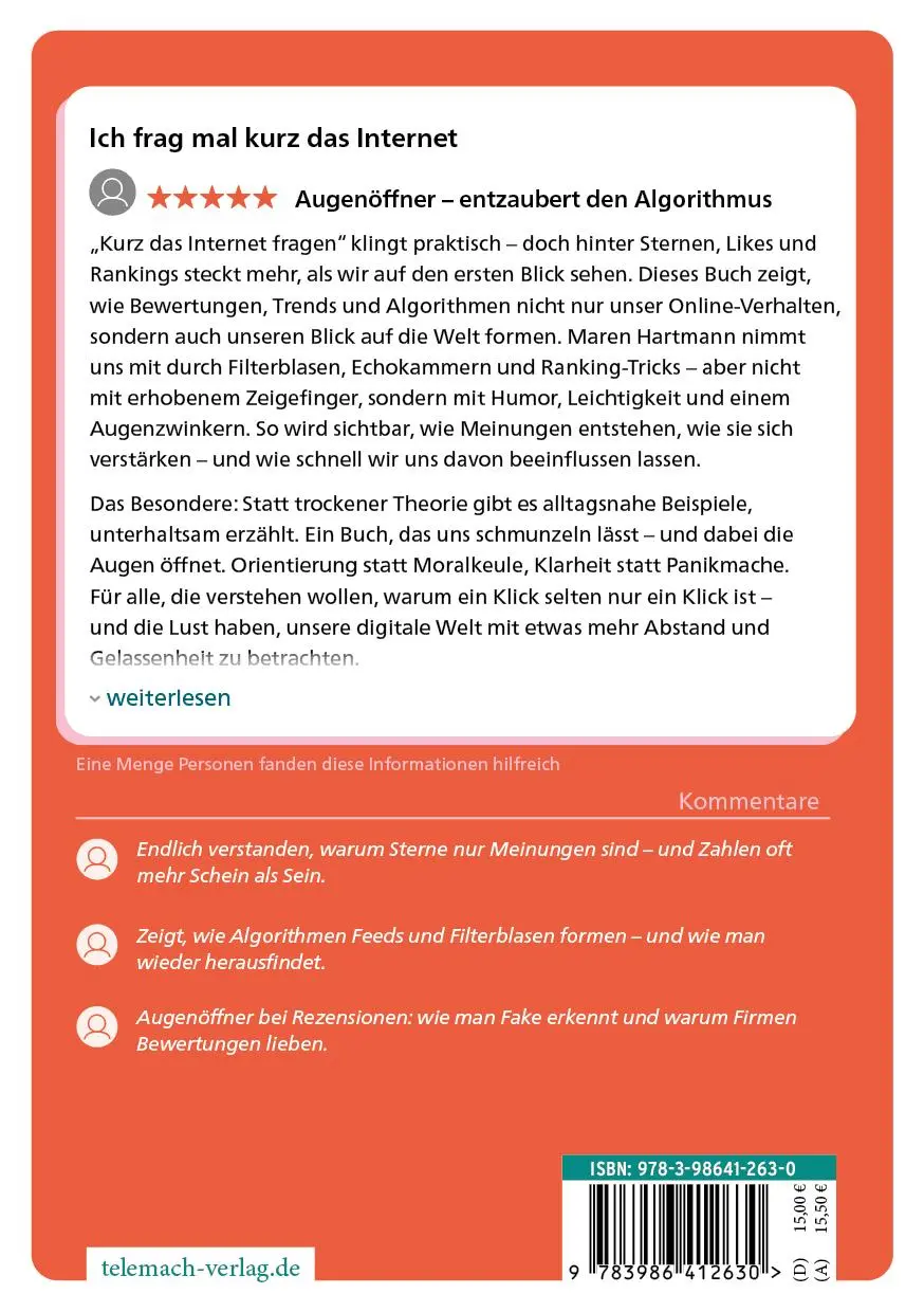 Rückseite: 9783986412630 | Ich frag mal kurz das Internet | Maren Hartmann | Taschenbuch | 195 S.