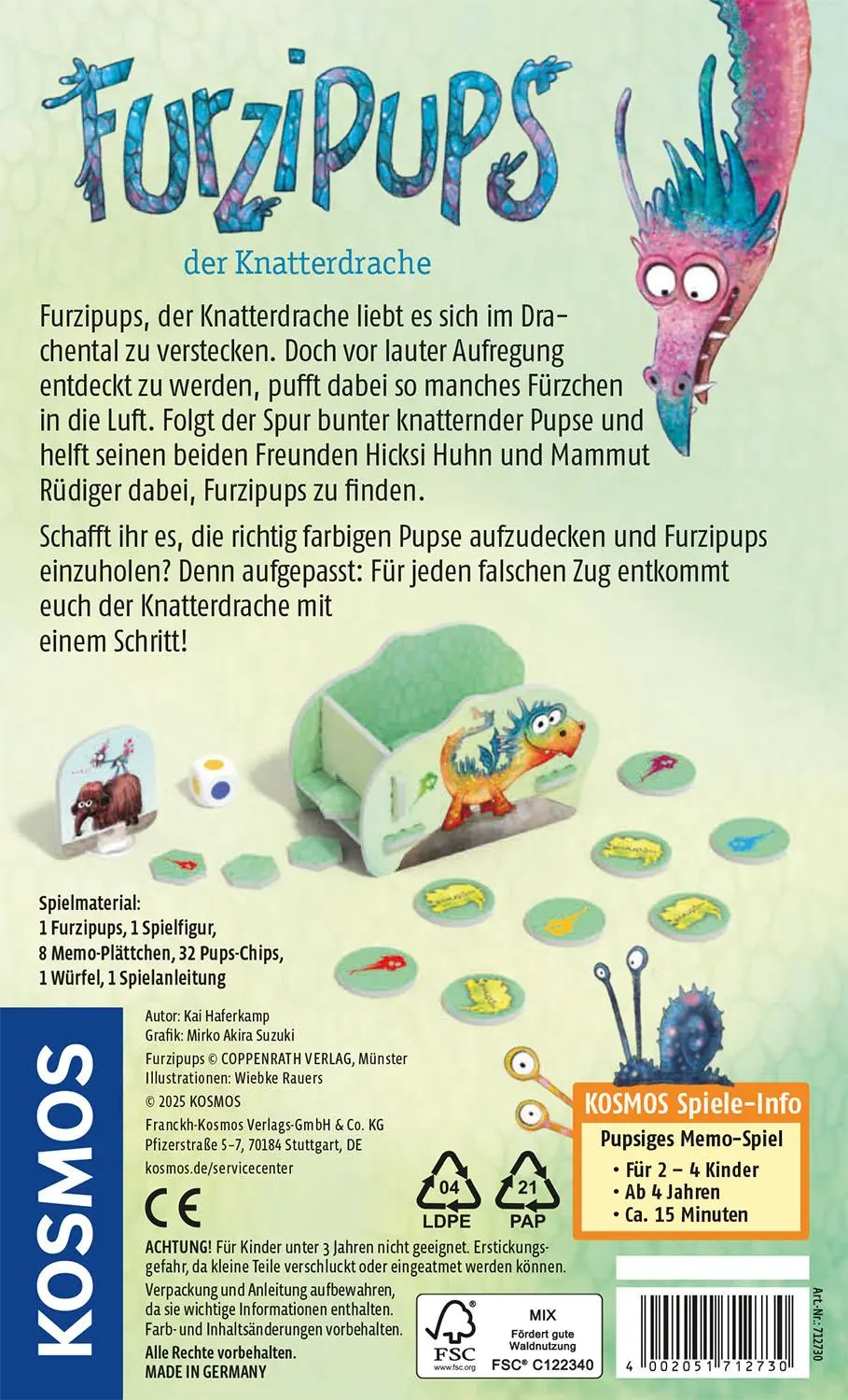 Rückseite: 4002051712730 | Furzipups der Knatterdrache | Spiel | Kai Haferkamp | Spiel | 712730