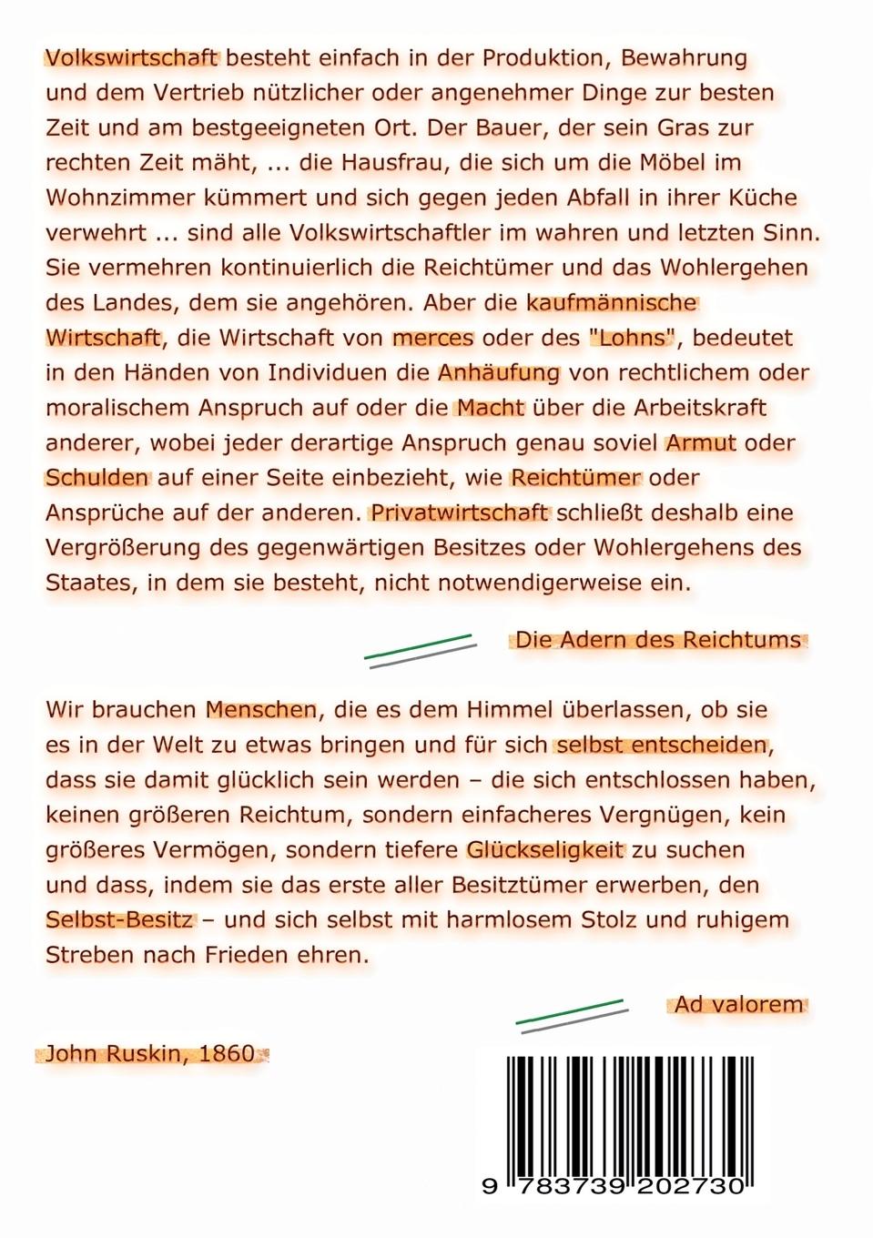 Rückseite: 9783739202730 | Diesem Letzten | John Ruskin | Taschenbuch | 184 S. | Deutsch | 2015