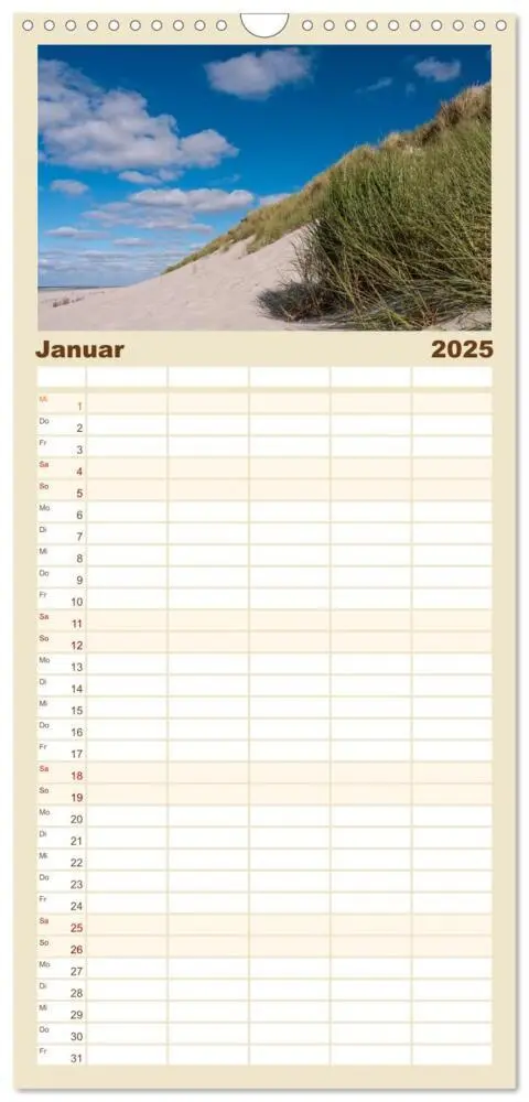 Bild: 9783457112830 | Familienplaner 2025 - Ameland mit 5 Spalten (Wandkalender, 21 x 45...