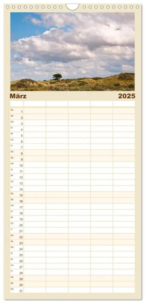 Bild: 9783457112830 | Familienplaner 2025 - Ameland mit 5 Spalten (Wandkalender, 21 x 45...