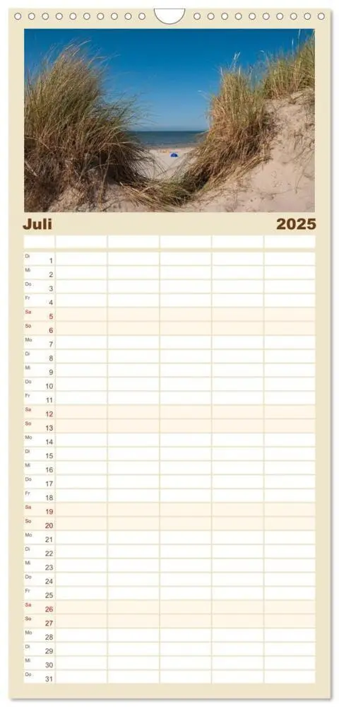 Bild: 9783457112830 | Familienplaner 2025 - Ameland mit 5 Spalten (Wandkalender, 21 x 45...
