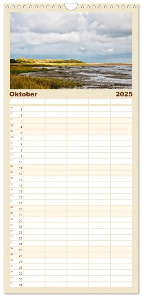 Bild: 9783457112830 | Familienplaner 2025 - Ameland mit 5 Spalten (Wandkalender, 21 x 45...