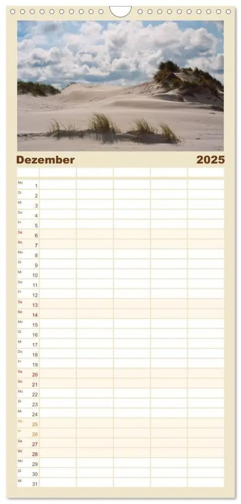 Bild: 9783457112830 | Familienplaner 2025 - Ameland mit 5 Spalten (Wandkalender, 21 x 45...
