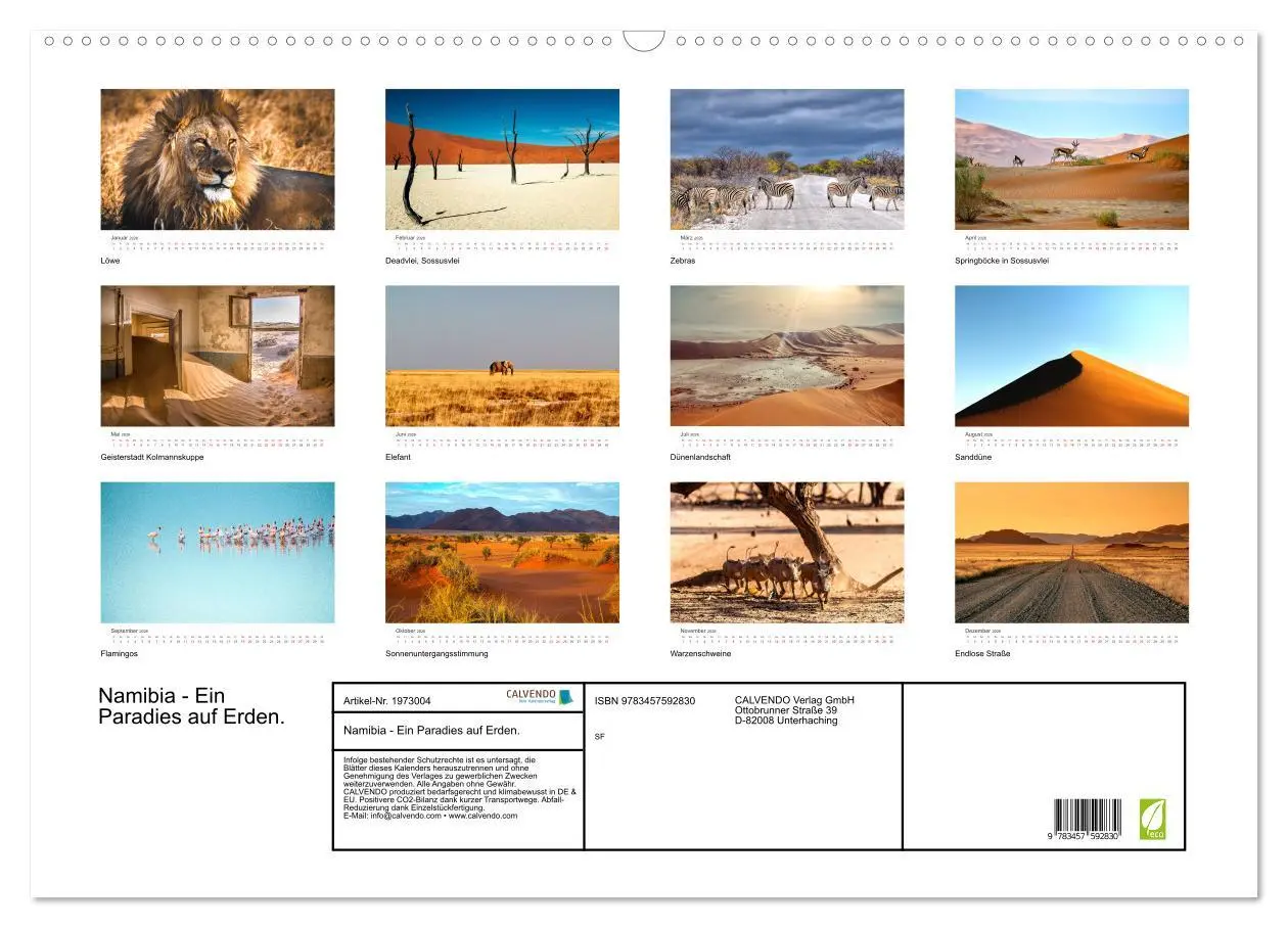 Bild: 9783457592830 | Namibia - Ein Paradies auf Erden. (Wandkalender 2026 DIN A2 quer),...
