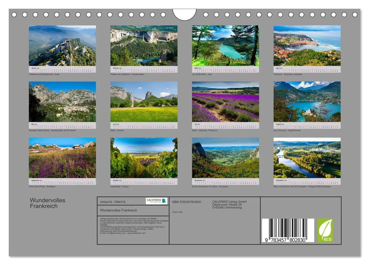 Bild: 9783457802830 | Wundervolles Frankreich (Wandkalender 2026 DIN A4 quer), CALVENDO...