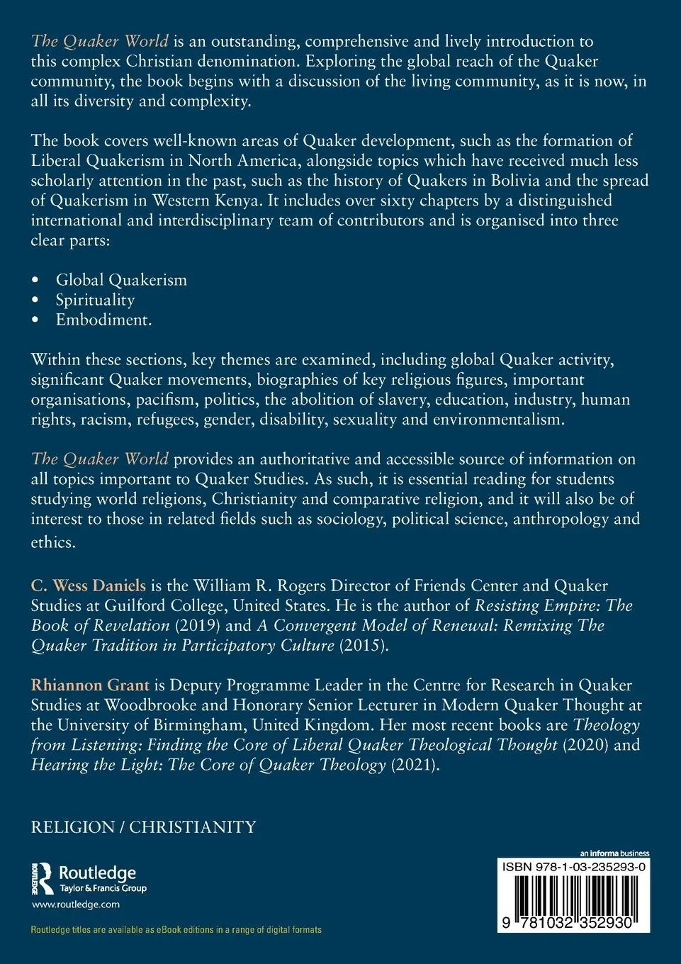 Rückseite: 9781032352930 | The Quaker World | C. Wess Daniels (u. a.) | Taschenbuch | Englisch