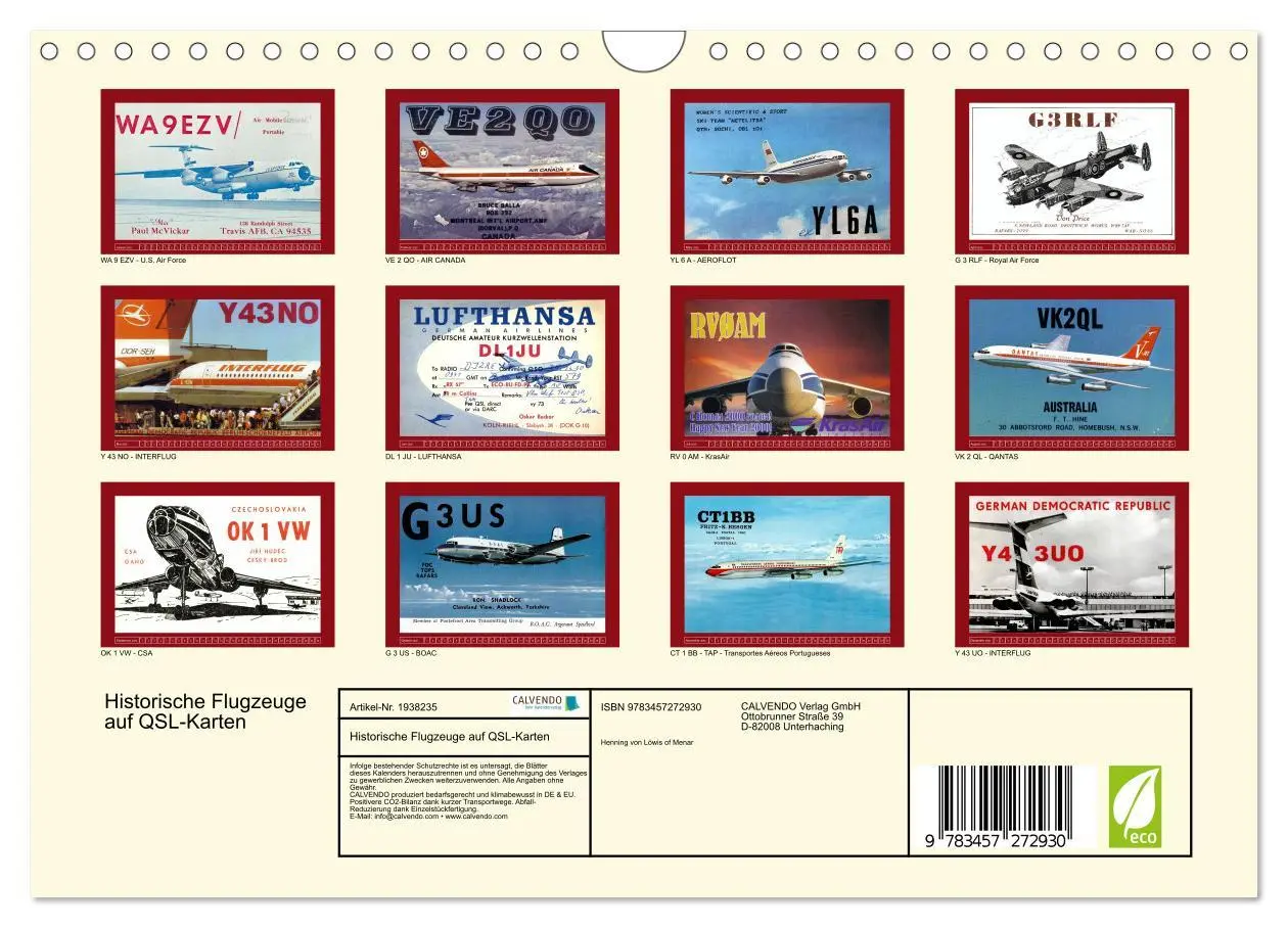 Bild: 9783457272930 | Historische Flugzeuge auf QSL-Karten (Wandkalender 2026 DIN A4...