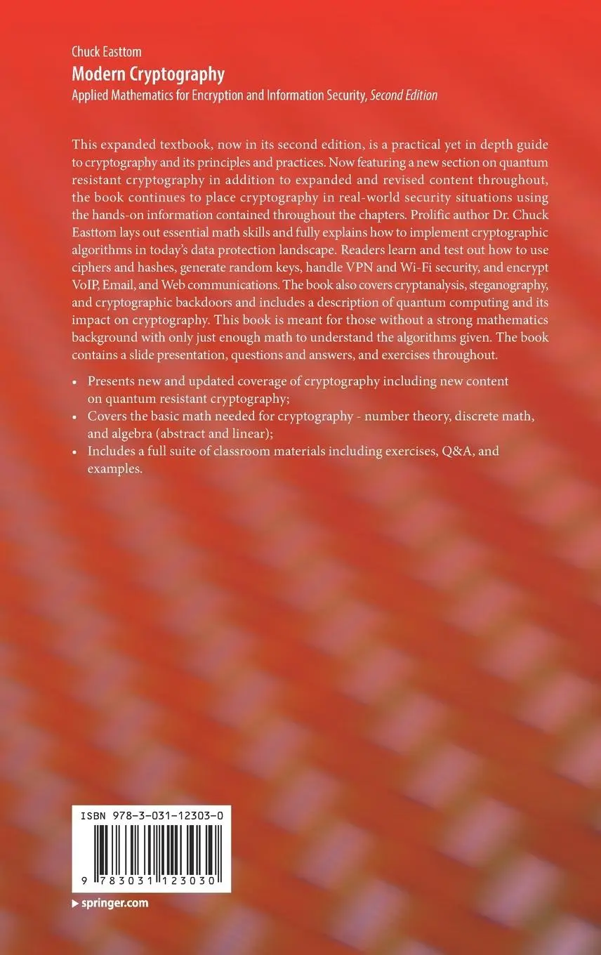 Rückseite: 9783031123030 | Modern Cryptography | William Easttom | Buch | xxiv | Englisch | 2022