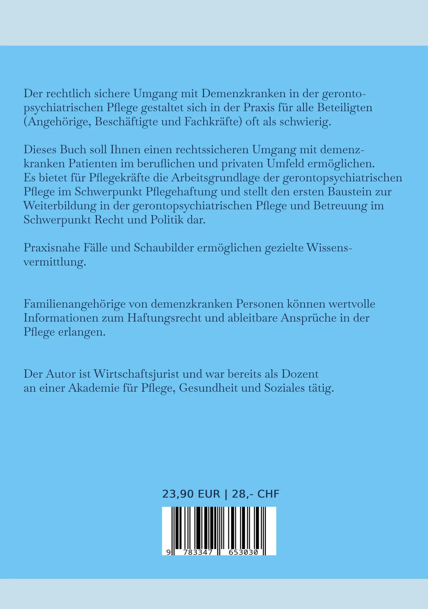 Rückseite: 9783347653030 | Pflegehaftung | Grundlagen des Haftungsrechts in der Pflege | Sachs