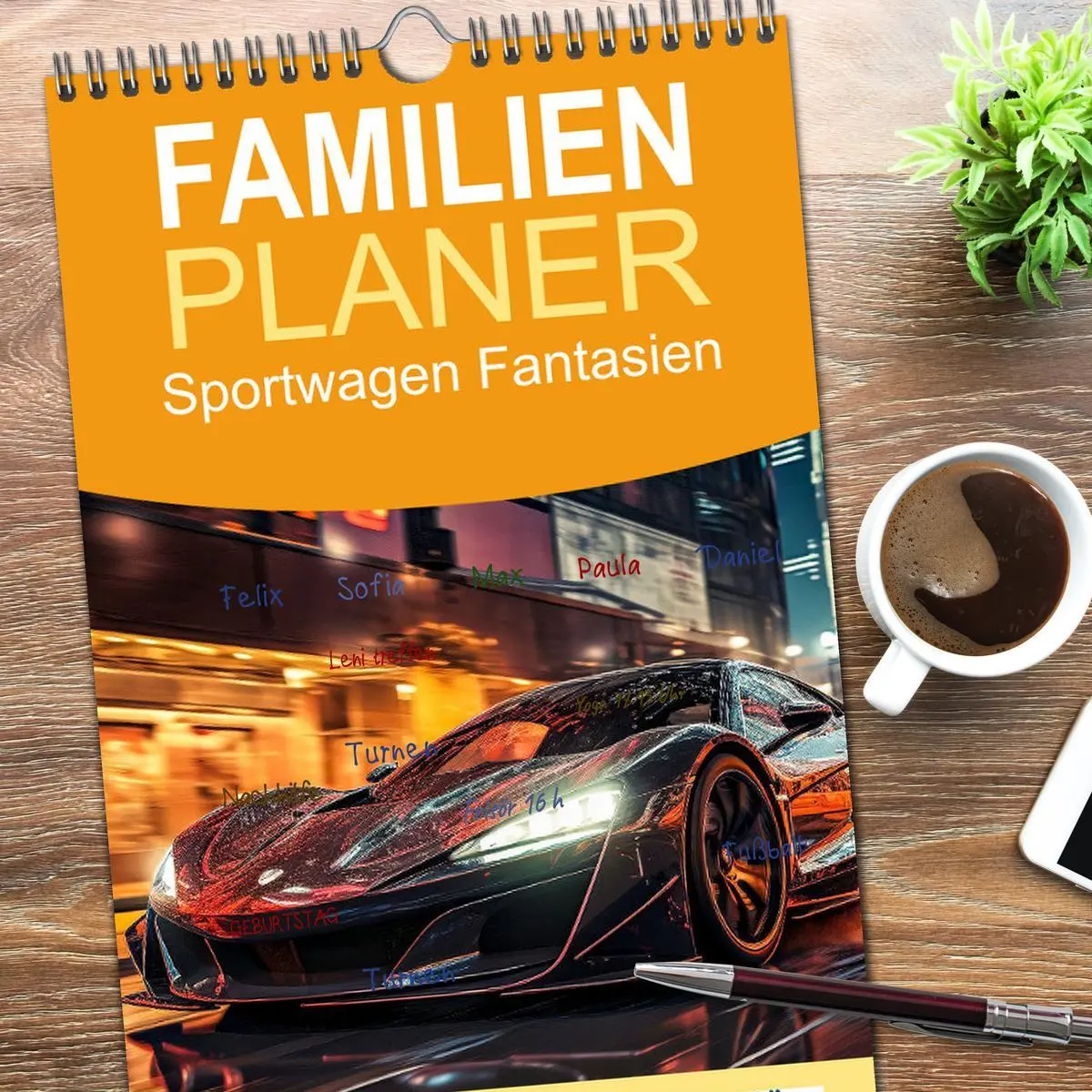 Bild: 9783457093030 | Familienplaner 2025 - Sportwagen Fantasien mit 5 Spalten...