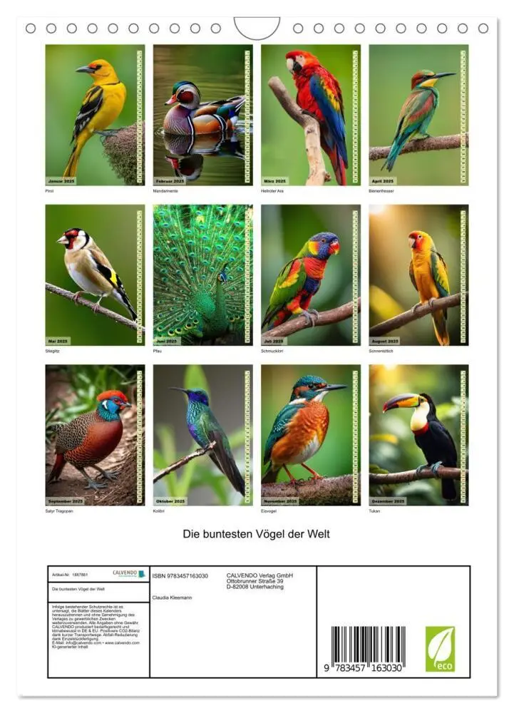 Bild: 9783457163030 | Die buntesten Vögel der Welt (Wandkalender 2025 DIN A4 hoch),...