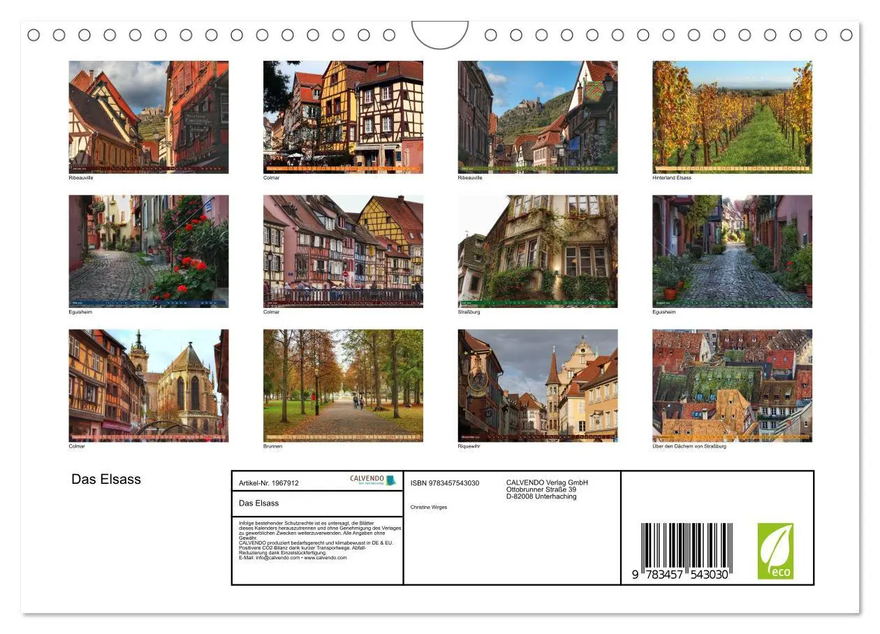 Bild: 9783457543030 | Das Elsass (Wandkalender 2026 DIN A4 quer), CALVENDO Monatskalender
