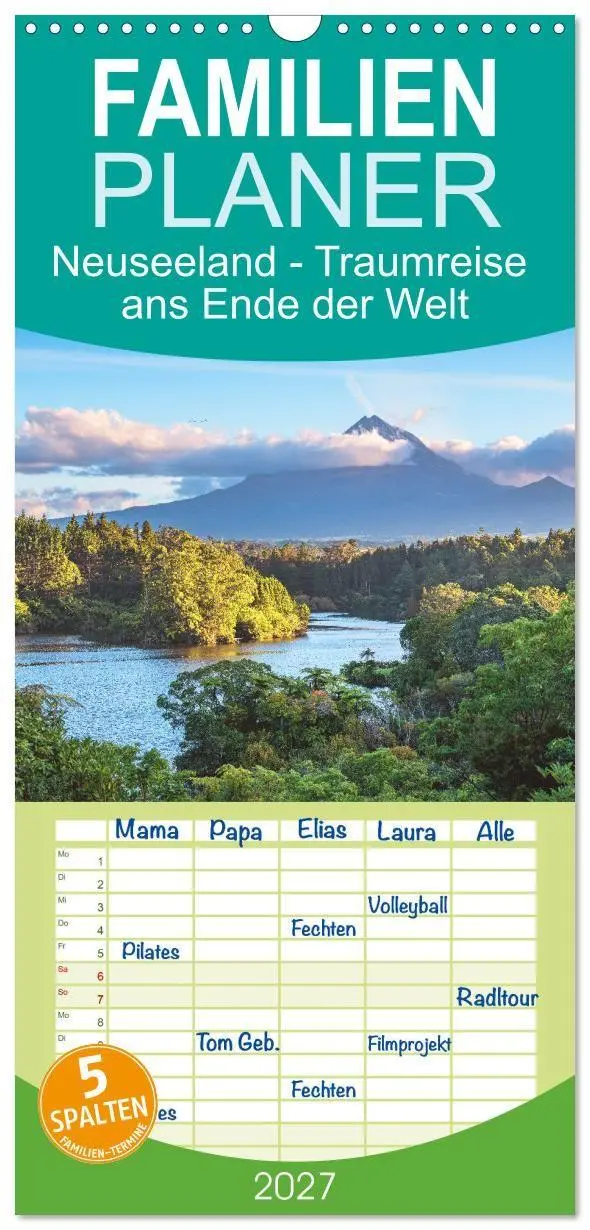 Cover: 9783594303030 | Familienplaner 2027 - Neuseeland - Traumreise ans Ende der Welt mit...