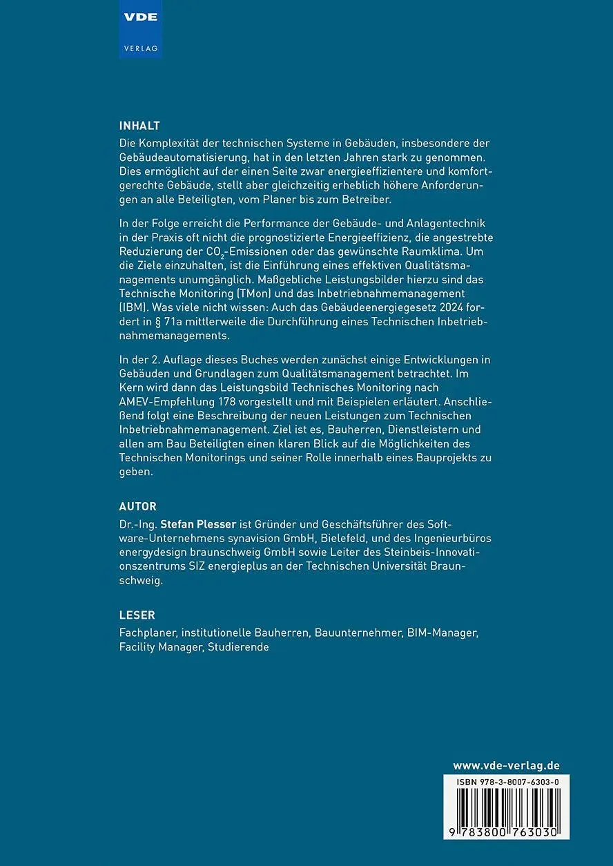 Rückseite: 9783800763030 | Technisches Monitoring und Inbetriebnahmemanagement | Stefan Plesser