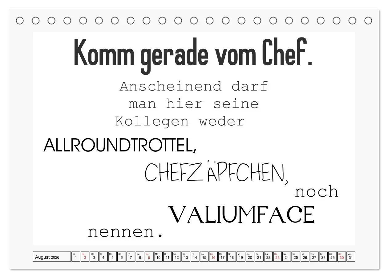 Bild: 9783457773130 | Typo-Kalender für das Büro. Sarkasmus und fiese Sprüche...