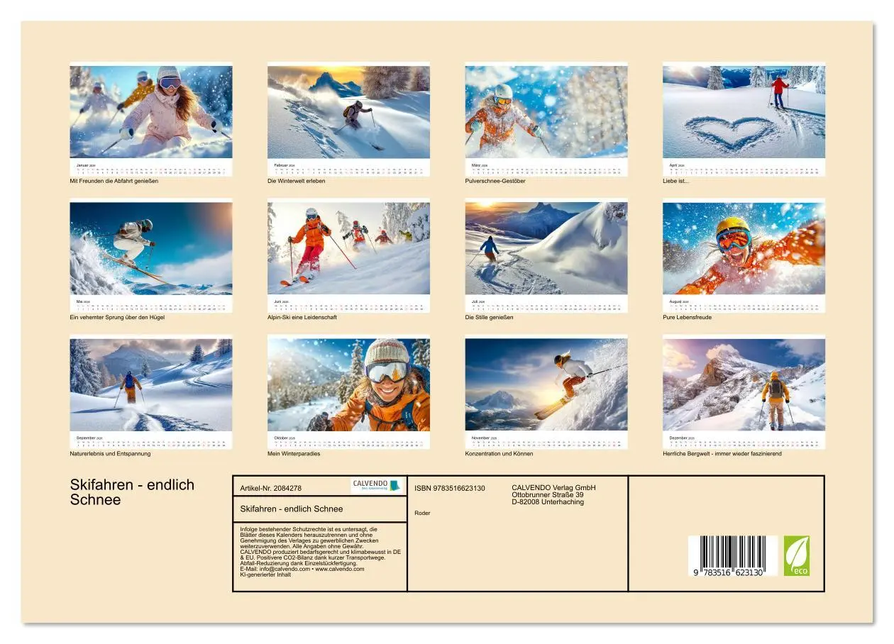 Bild: 9783516623130 | Skifahren - endlich Schnee (hochwertiger Premium Wandkalender 2026...